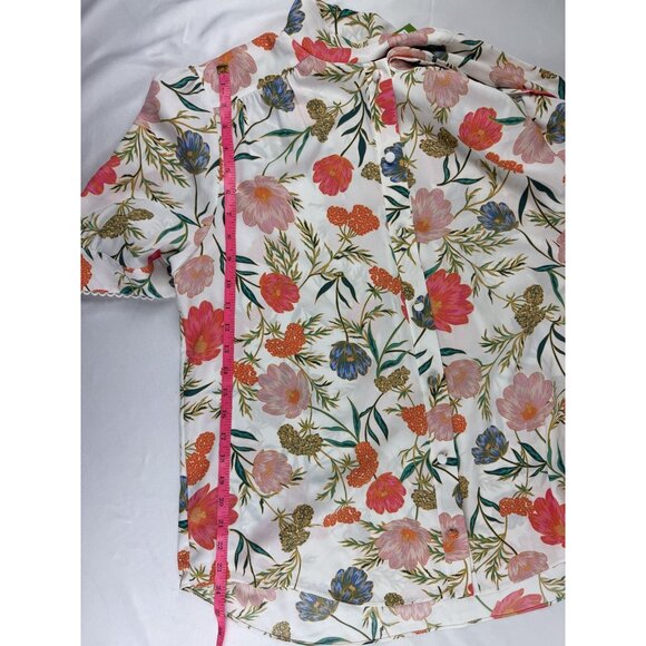 NWT KATE SPADE Blossom Floral Tie Neck Top size XL $228 - Picture 7 of 9